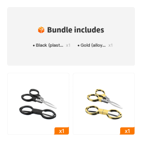 Folding Small Scissors; For Fishing Line; Fishing Figure 8 Shaped Scissors - Black (plastic Handle)+Gold (alloy Handle)