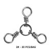 20pcs/bag Fishing 3 Way Swivel Fishing Tackle For Catfish Rig Trolling Line Stainless Steel Black Nickel Tri Swivels Saltwater Freshwater - 4#-20pcs