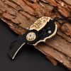 Pocket Mini Knife With Vintage Skull Design; Outdoor Camping Survival Tactical Knife; Necklace Keychain EDC Tool - Sliver