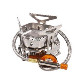 Outdoor Portable Stainless Steel Camping Windproof Gas Stove For Picnic - Sliver