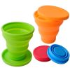 1pc Soft Silicone With Lid; Retractable Mini Folding Water Cup; For Outdoor Travel Hotel - Blue