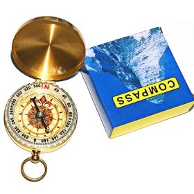 Outdoor Multifunctional Pure Copper Flip Cover Luminous Compass; Pocket Watch Type North Compass - Copper