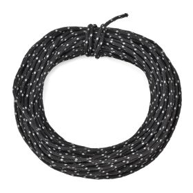 50ft Reflective Nylon Wind Rope Cord; Tent Guyline Paracord Rope For Outdoor Camping - Black