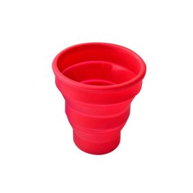 1pc Soft Silicone With Lid; Retractable Mini Folding Water Cup; For Outdoor Travel Hotel - Red