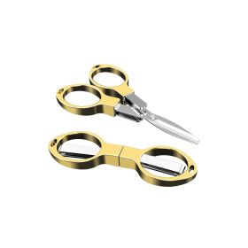 Folding Small Scissors; For Fishing Line; Fishing Figure 8 Shaped Scissors - Gold (alloy Handle)