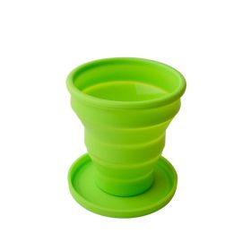 1pc Soft Silicone With Lid; Retractable Mini Folding Water Cup; For Outdoor Travel Hotel - Green