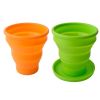 1pc Soft Silicone With Lid; Retractable Mini Folding Water Cup; For Outdoor Travel Hotel - Green