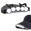 1pc 5LED Clip Cap Light; Outdoor Night Fishing Headlight - Black