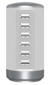 6 Port Fast Charge Tower - WHITE