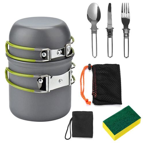 8Pcs Camping Cooking Ware Set Camping Stove Cookware Set Aluminum Pot Foldable Knife Fork Spoon Set for Hiking Picnic Outdoor - Grey 8Pcs Camping Cooking Ware Set Camping Stove Cookware Set Aluminum Pot Foldable Knife Fork Spoon Set for Hiking Picnic Outdoor - Grey