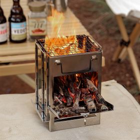 Wood Burning Camp Stove Stainless Steel Folding Camp Stove - 145*140*210mm