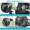 Car Cooling Fan Portable Rotatable USB Vehicle Fan Backseat Clip Fan Dashboard Window Suction Fan for SUV RV Pickup with 3 Speeds - Black