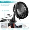 Car Cooling Fan Portable Rotatable USB Vehicle Fan Backseat Clip Fan Dashboard Window Suction Fan for SUV RV Pickup with 3 Speeds - Black